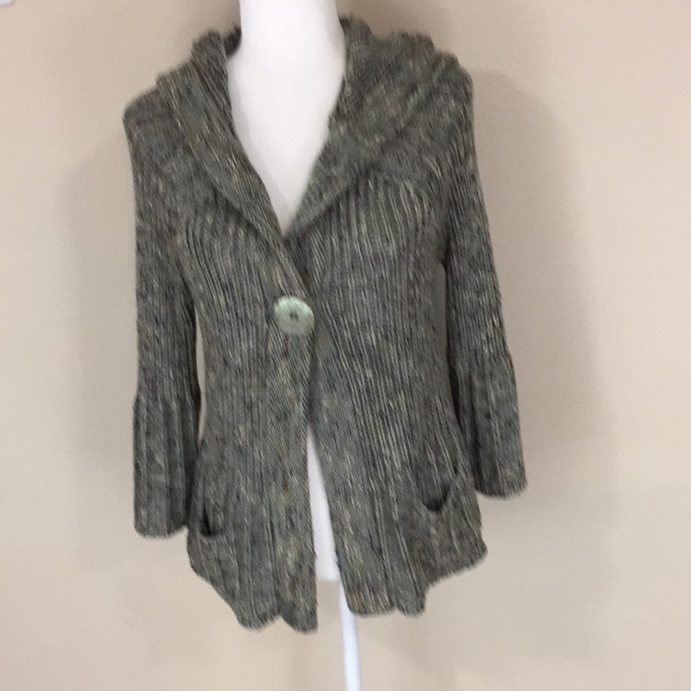 BCBGMAXAZRIA Marled  Olive Hooded Sweater Size Large
